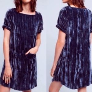 Anthropologie Floreat Navy Blue Velvet Dress XS